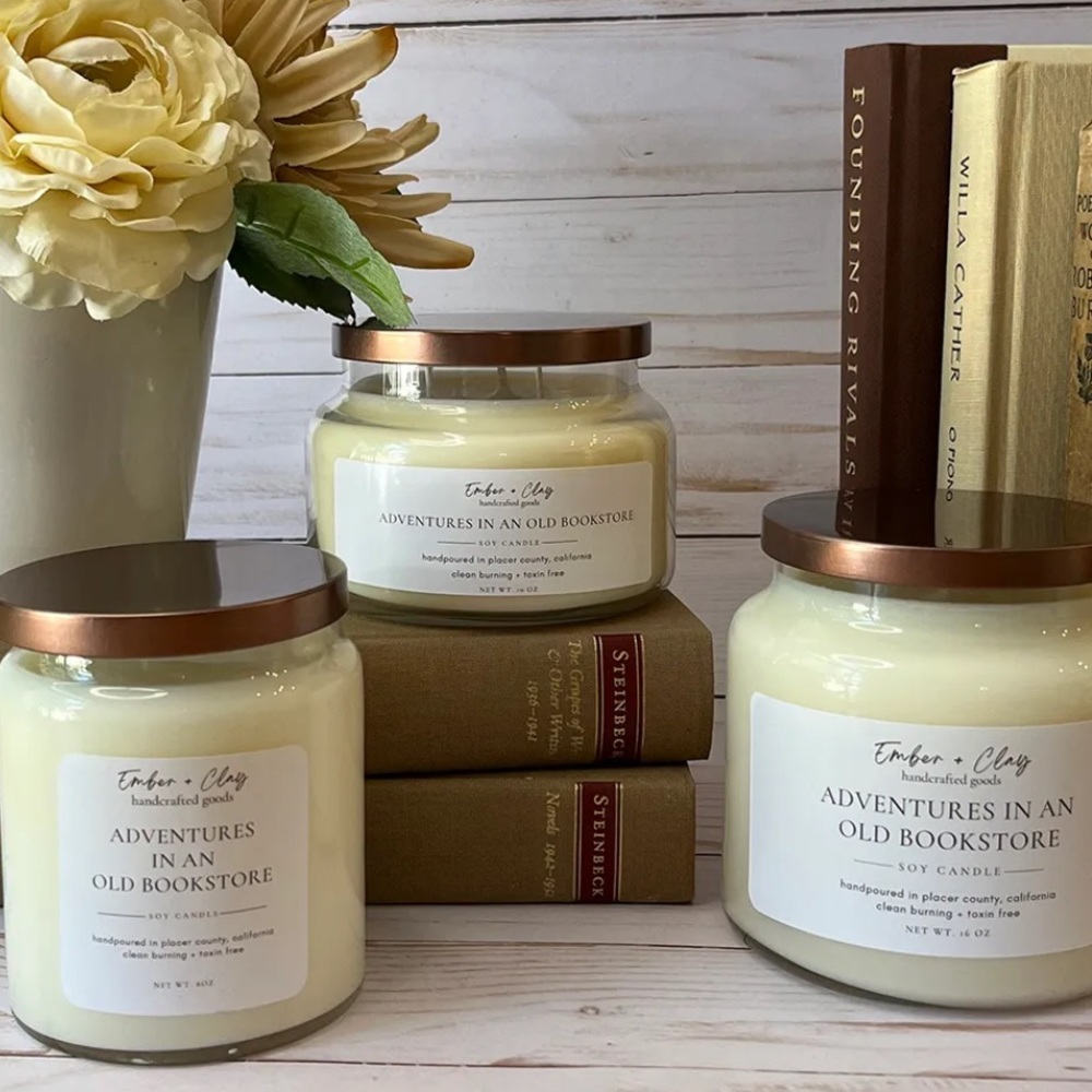 Adventures In An Old Bookstore candle